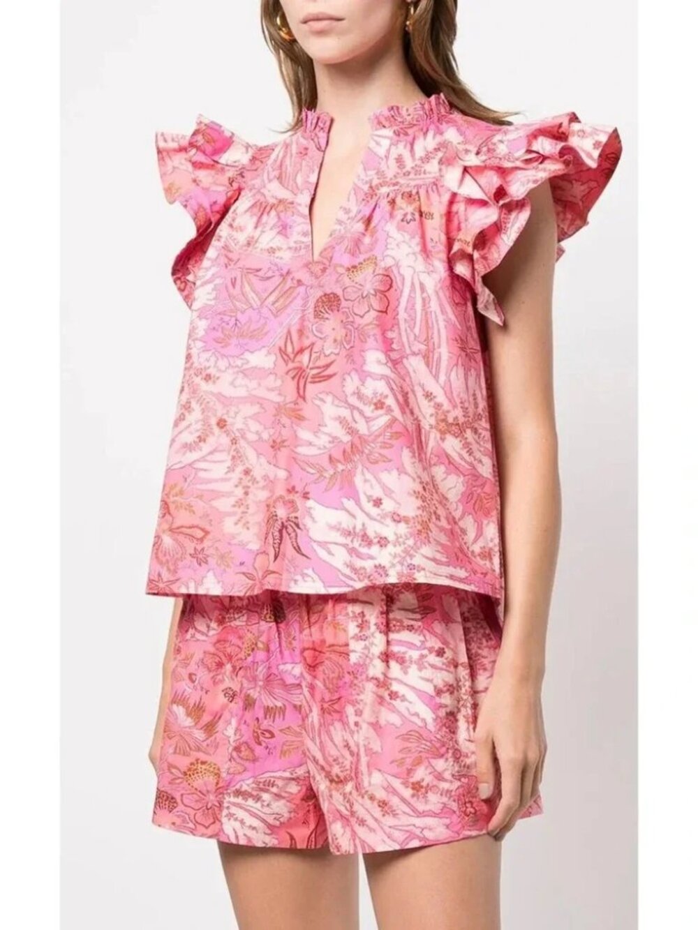 Ulla Johnson Pink Floral Top and Short Set Size 4